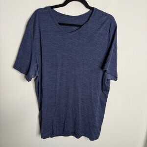 Icebreaker Men's Blue Anatomica Merino Wool Short Sleeve V Neck Shirt - Size 2XL